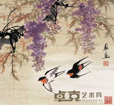乔苏苏 紫藤 镜心 42.5×46.5cm